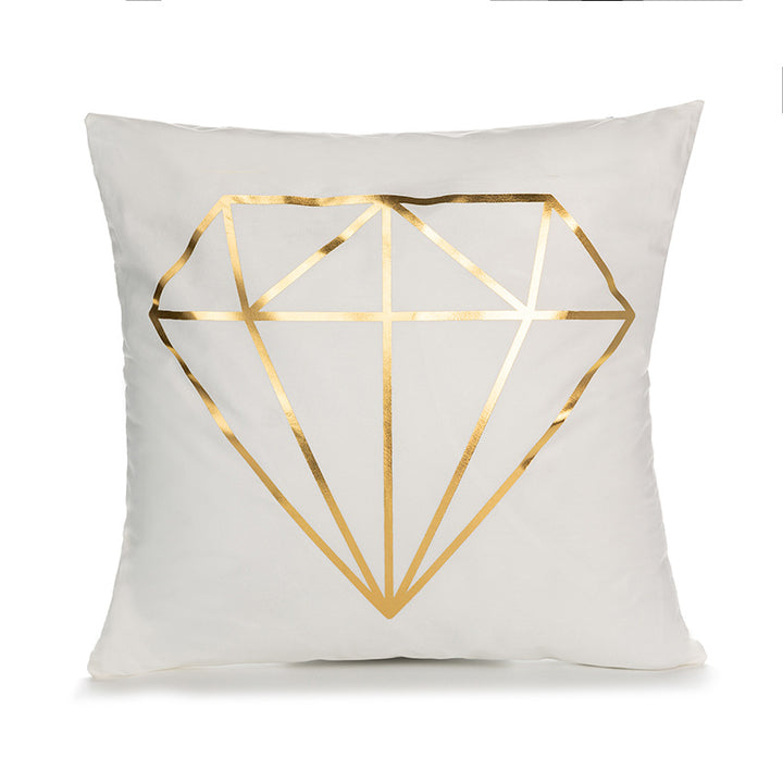 Decorative Square Pillow Cover with Geometric Diamond Foil Accent