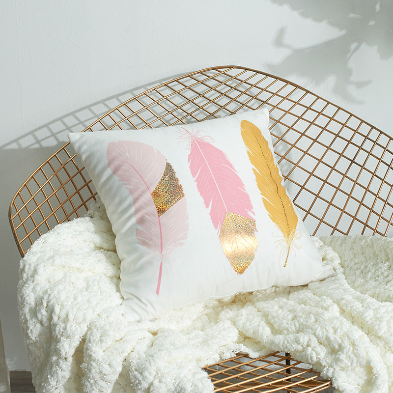 Luxurious Feather Print Decorative Pillow