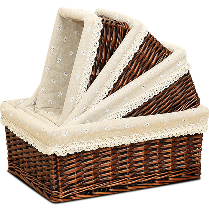 Women storage basket made of woven material with elegant fabric lining Bowlift