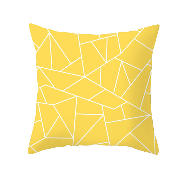 Geometric Interlocking Circle Square Pillow Cover Polyester Linen-Texture with Hidden Zipper
