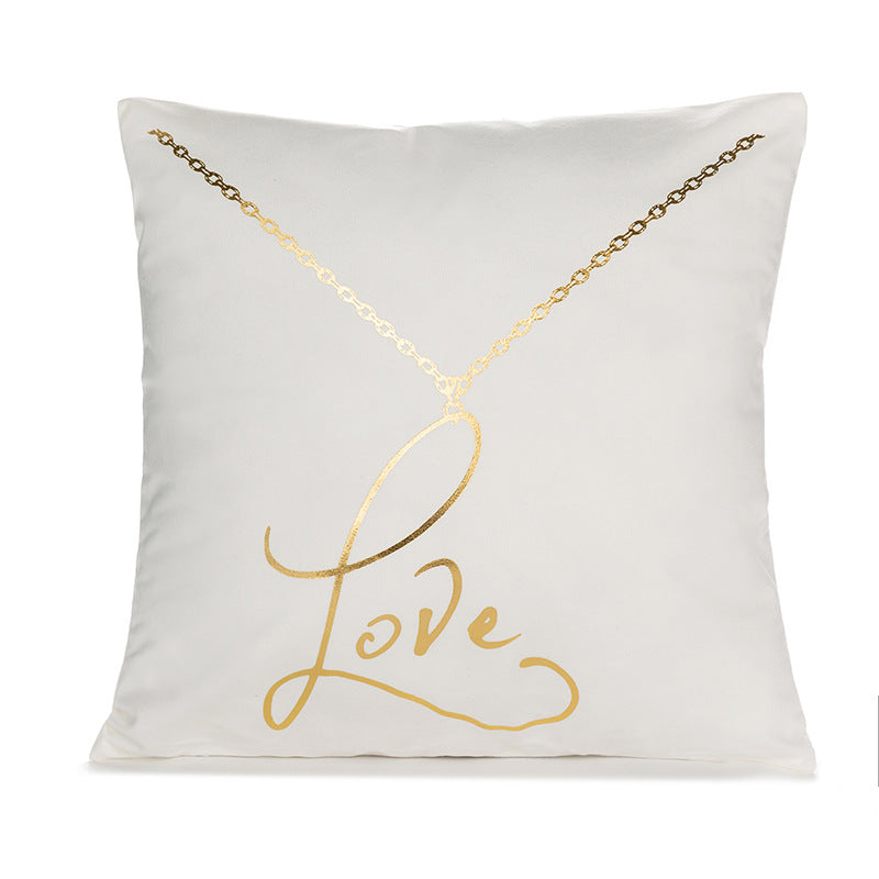 Decorative Square Pillow Cover with Geometric Diamond Foil Accent