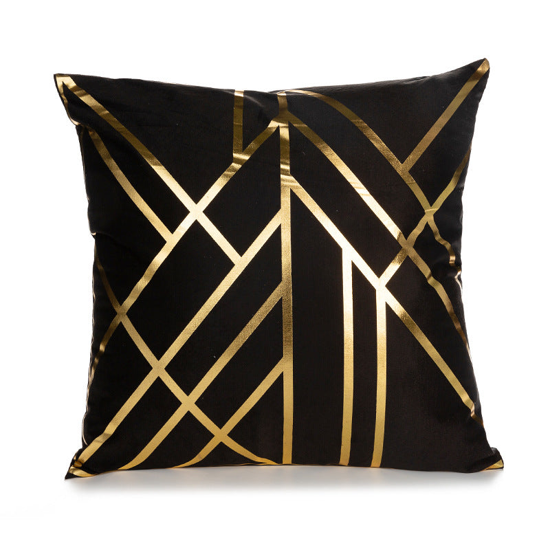 Decorative Square Pillow Cover with Geometric Diamond Foil Accent