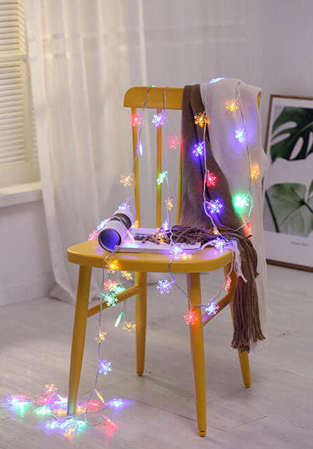 BowLift | LED String Lights Christmas Snowflake Colorful 20 Light LED Waterproof Outdoor String Lights