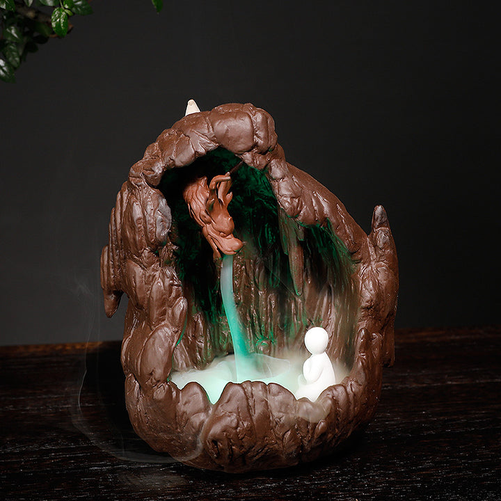 Artistic Cave-Inspired Incense Waterfall