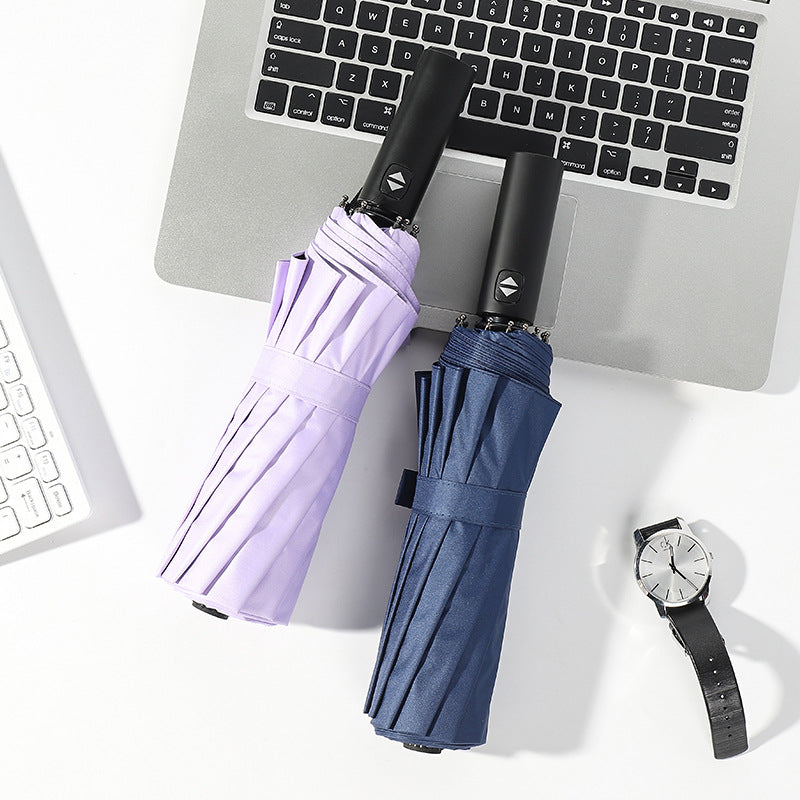 Ladies automatic folding umbrella with ergonomic handle and UV protection Bowlift