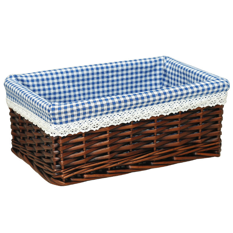 Women Braided Storage Basket with Romantic Fabric Lining Bowlift