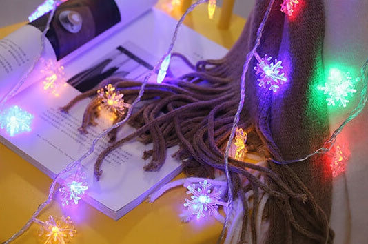 BowLift | LED String Lights Christmas Snowflake Colorful 20 Light LED Waterproof Outdoor String Lights