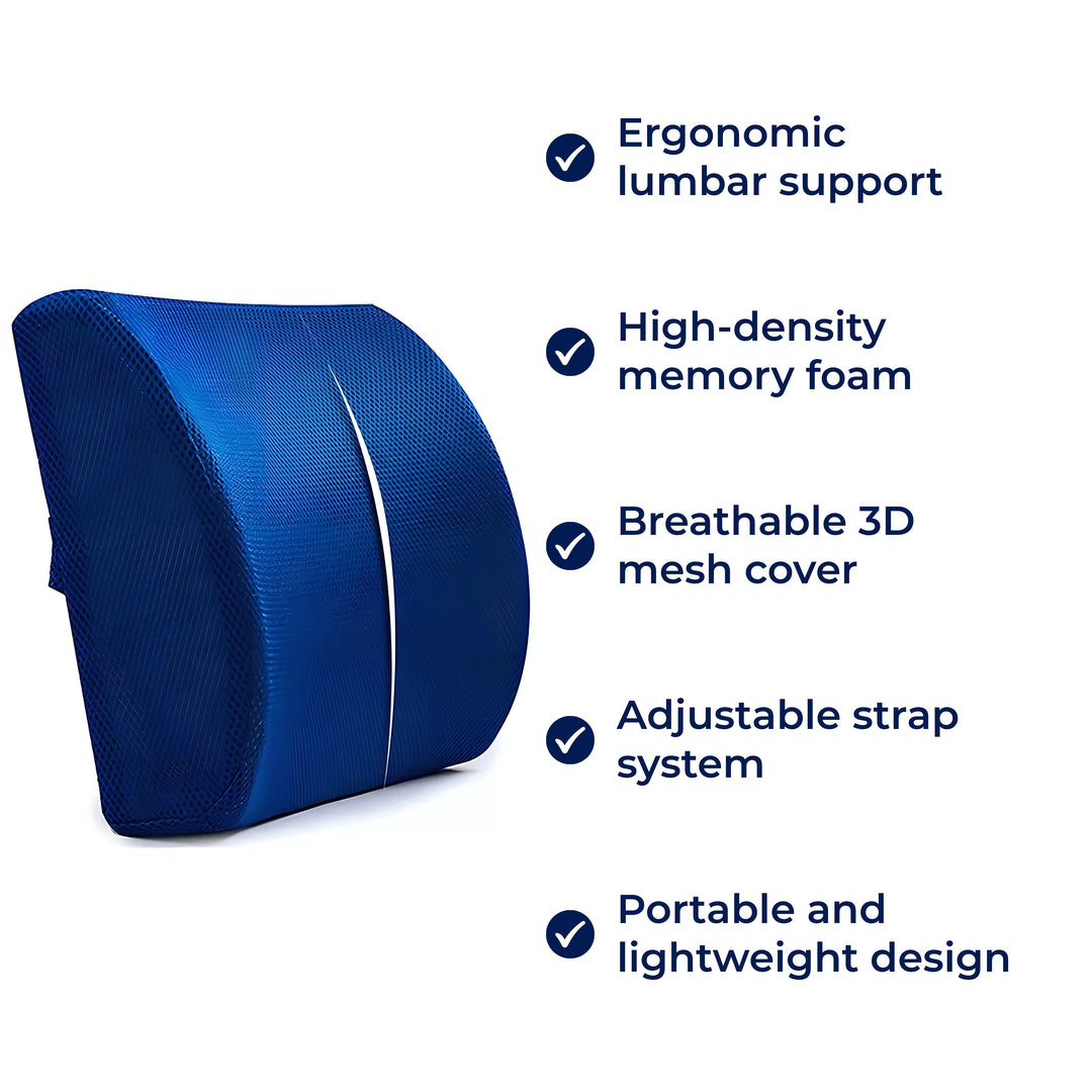 DriveEase | Car Lumbar Support Cushion – Memory Foam Relief – Breathable Mesh – Ideal for Commute & Long Drives Bowlift