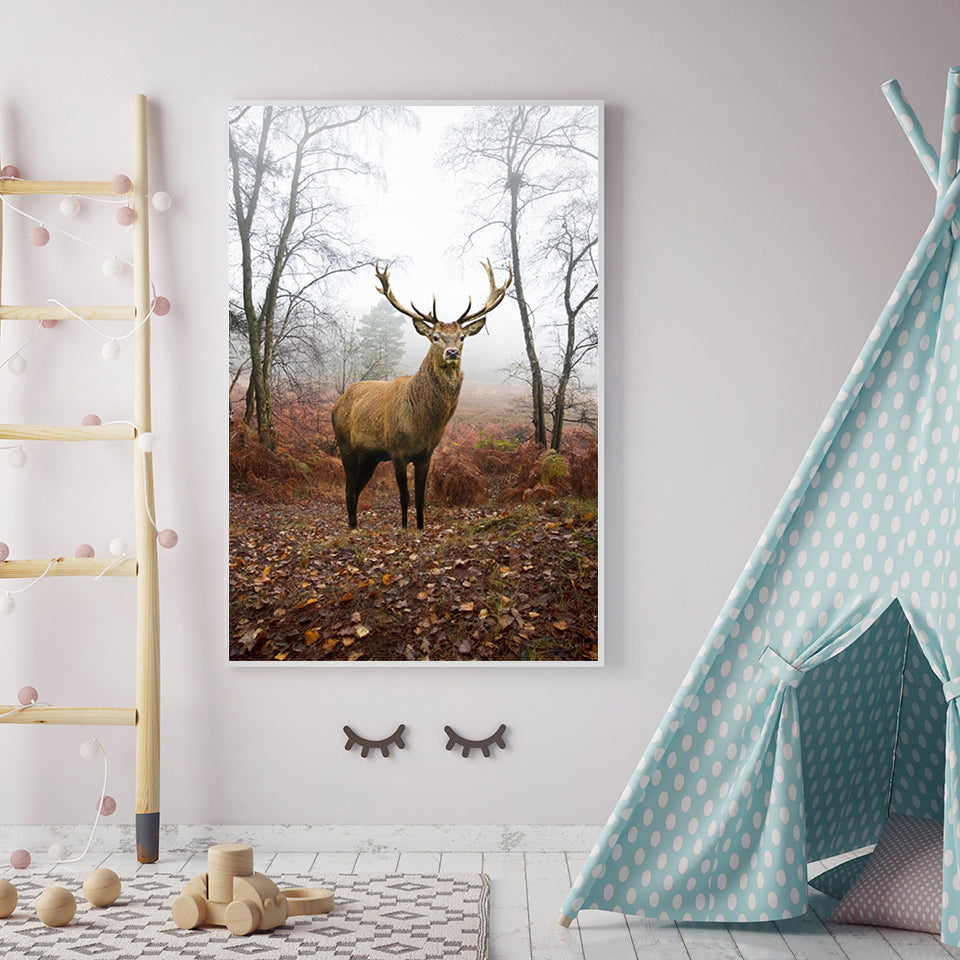 Misty Fall Deer - Canvas Wall Art Painting | Bowlift