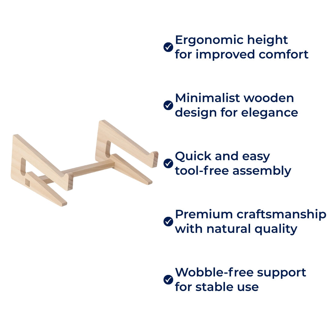 Ergonomic Neck Support – Ventilated Natural Wood – Prevents Overheating – Ideal for Home & Office Use Bowlift