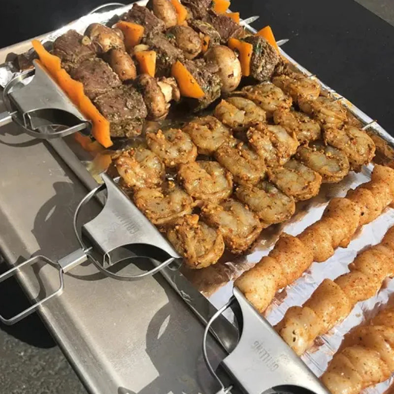 3 Way Grilling Skewers, Stainless Steel Skewers for BBQ | Bowlift