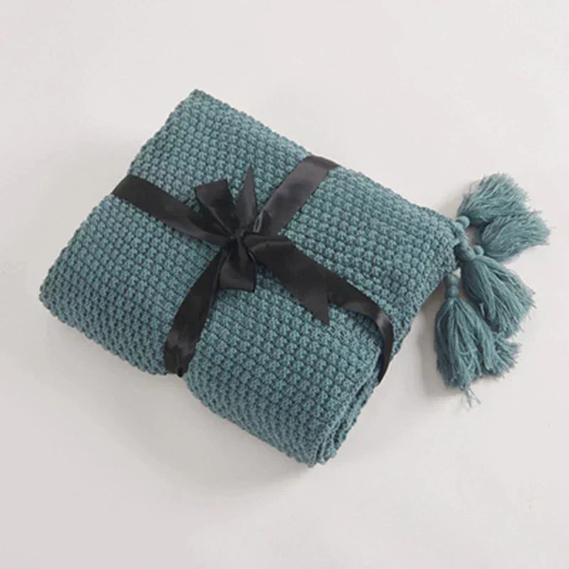 BowLift | NordiWrap Knitted Wool Blanket with Tassels | Nordic Design | Cozy & Elegant | Perfect for Home