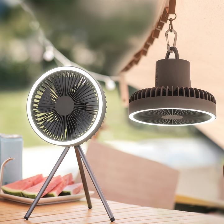 Portable Rechargeable Fan with LED and Built in Power Bank | Bowlift