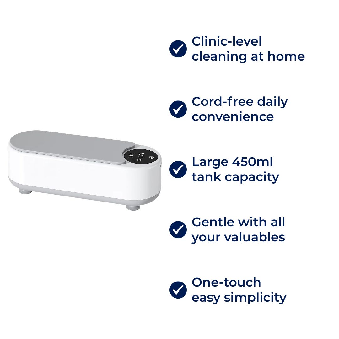 USB Rechargeable – 450 ML Tank – Deep Clean Removes Dirt Safely – For Glasses Jewellery Dentures at Home Bowlift