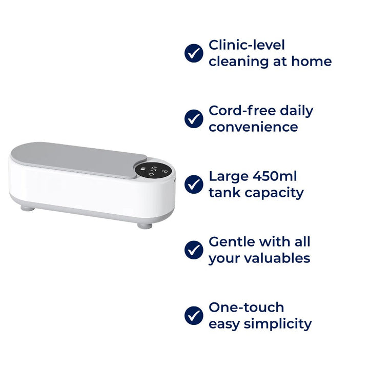 USB Rechargeable – 450 ML Tank – Deep Clean Removes Dirt Safely – For Glasses Jewellery Dentures at Home Bowlift