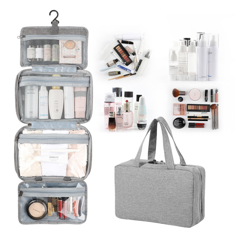BowLift | Travelique Travel Cosmetic Organizer | Compact & Water-Repellent | With 4 Compartments & 360° Hook | For Women & Men