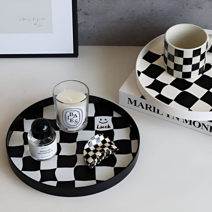 BowLift | Round Checkerboard Storage Tray
