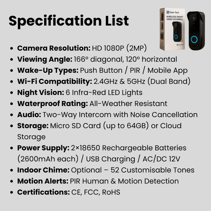 BowLift | Wireless Smart Video Doorbell | No Subscription Needed | High-Definition Camera Doorbell