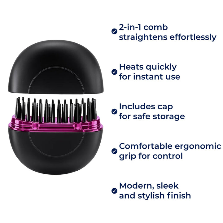 Fast Heat Up – Mini Comb Design – Frizz-Free Finish – Quick Touch-Ups for Travel & Daily Use Bowlift