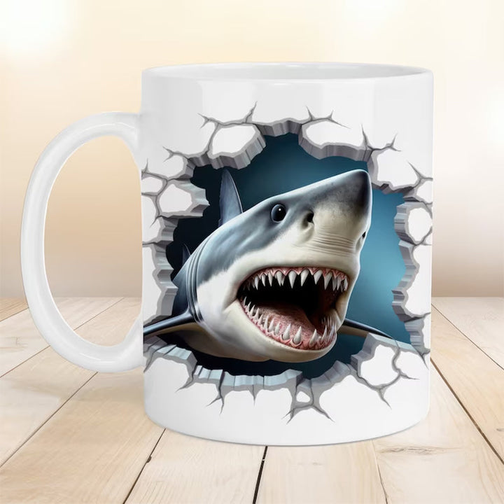 3D Ocean Beach Break Through Theme Coffee Mug | Bowlift