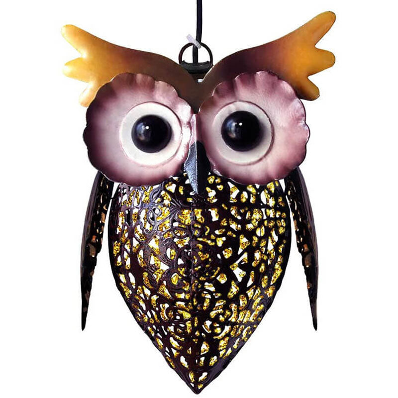 BowLift | Solar Waterproof Wrought Iron Hollow Owl Design LED Outdoor Hanging Light