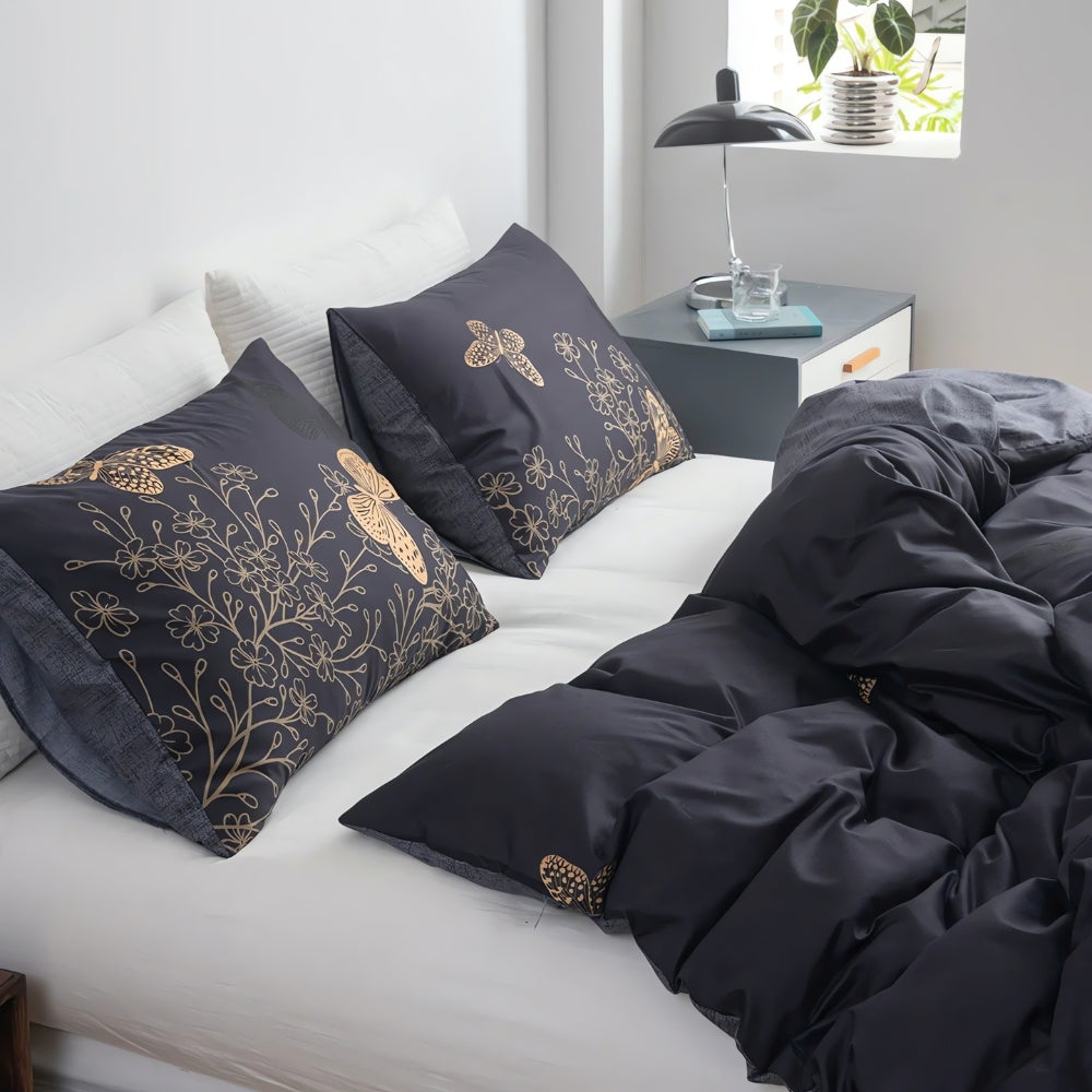 BowLift | Valora Midnight Butterfly Duvet Cover | 3pcs Set