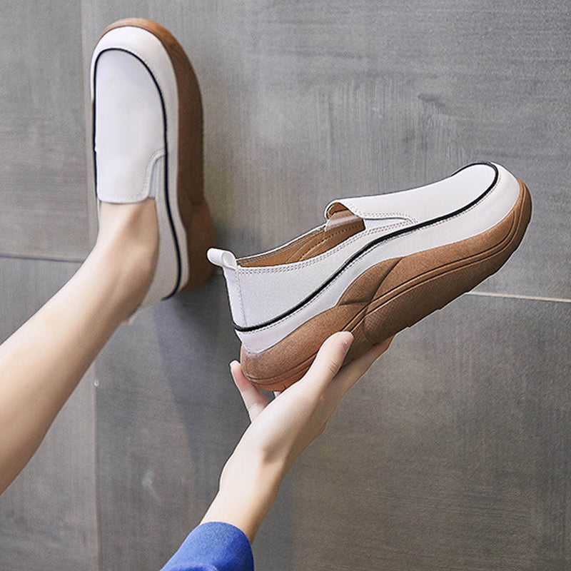 BowLift | Thick Sole Low Cut Leather Shoes