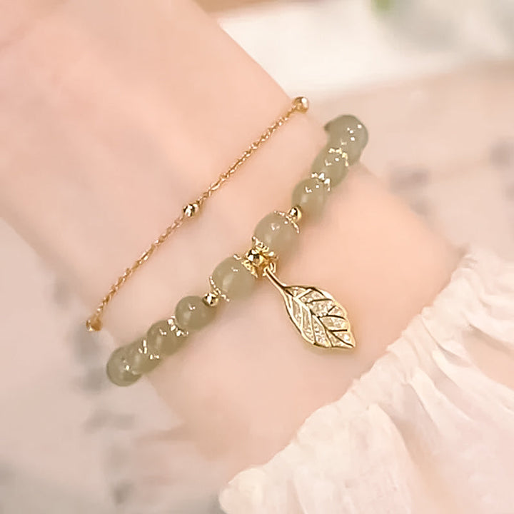 BowLift | Hetian Jade Leaf Gold Bracelet