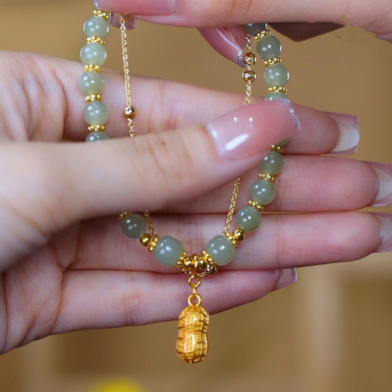 BowLift | Double Chain Natural Jade Bracelet