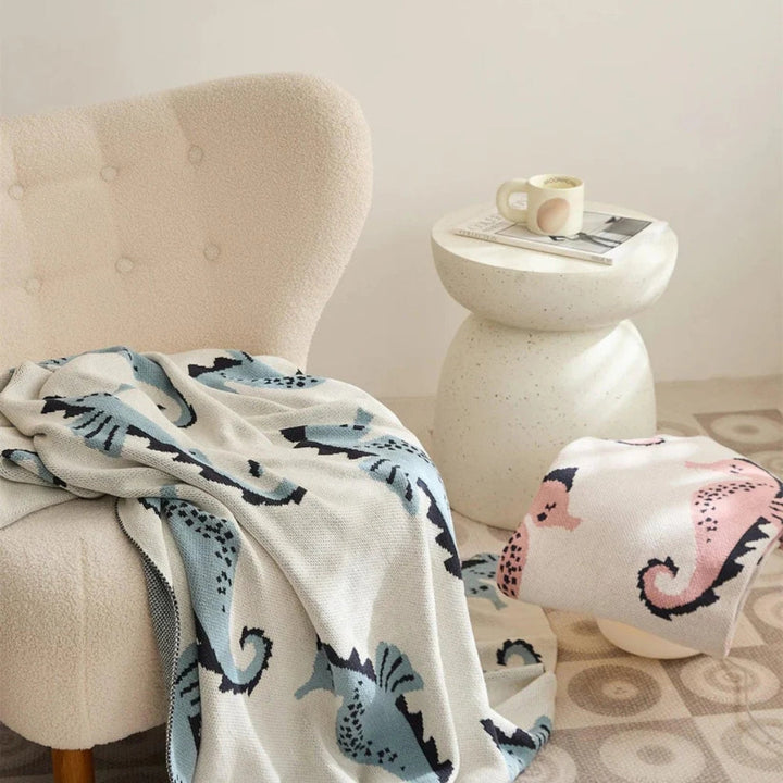BowLift | Nautical Seahorse Throw Blanket