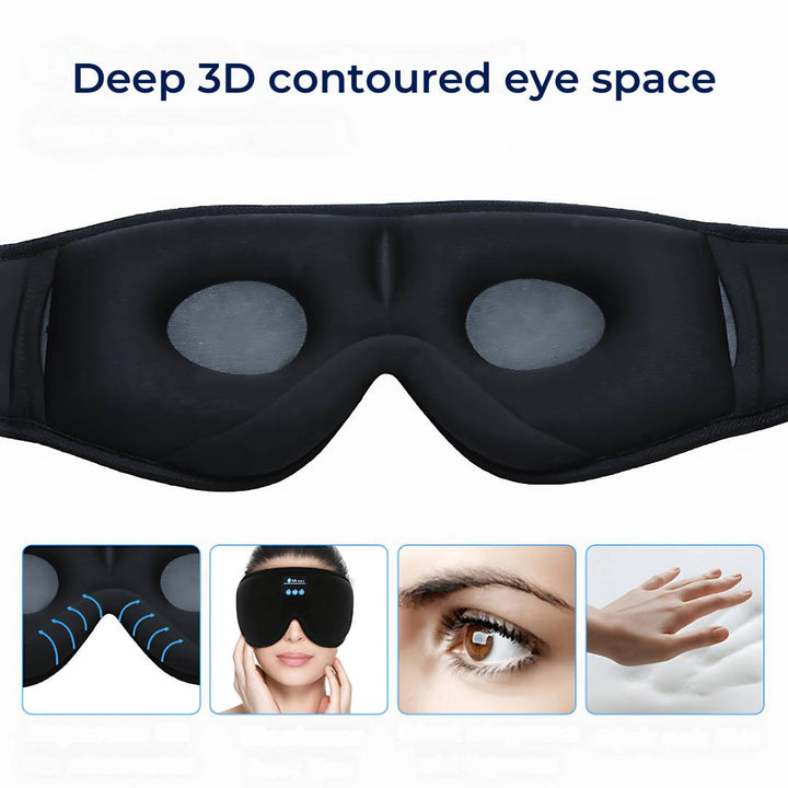 DreamSounds Bluetooth Sleeping Mask with Built-in Headphones | for Travel - Meditation - Light Blocking Comfort Bowlift