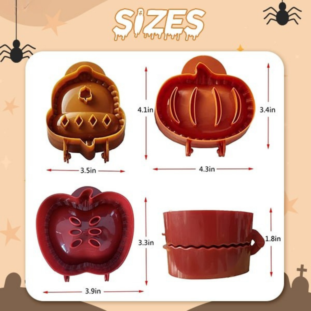 BowLift | Halloween Pie Press | Pumpkin, Apple & Acorn Shapes | Non-Stick Pastry Cutter & Sealer