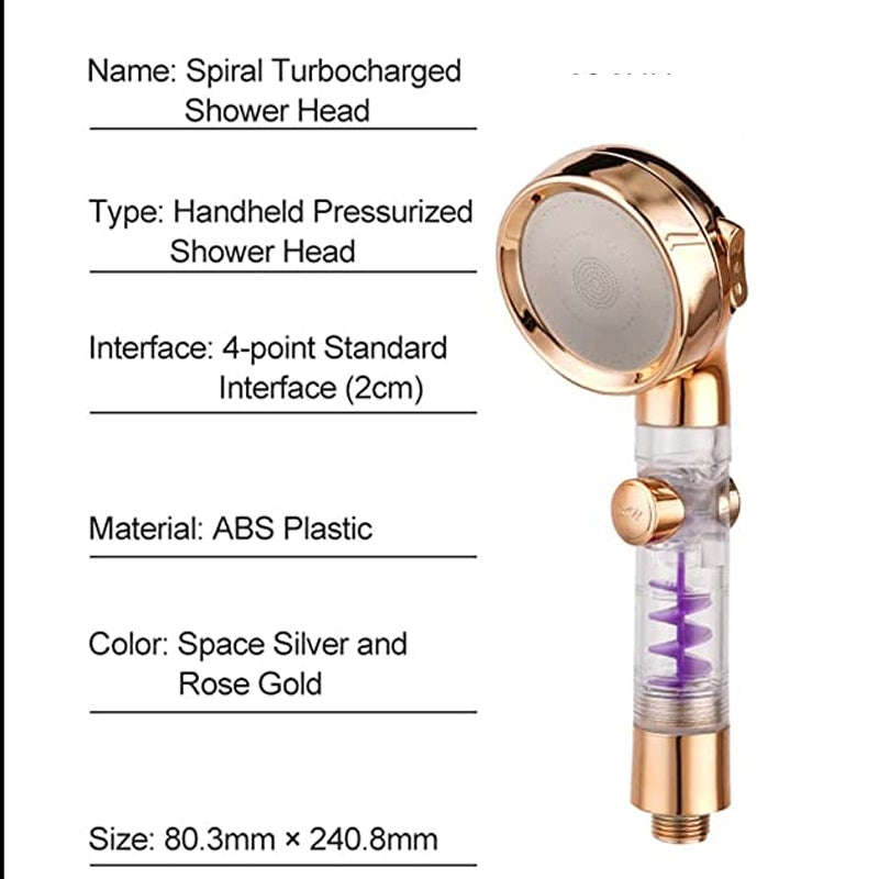 3 Mode Adjustable Turbocharged Shower Head | Bowlift