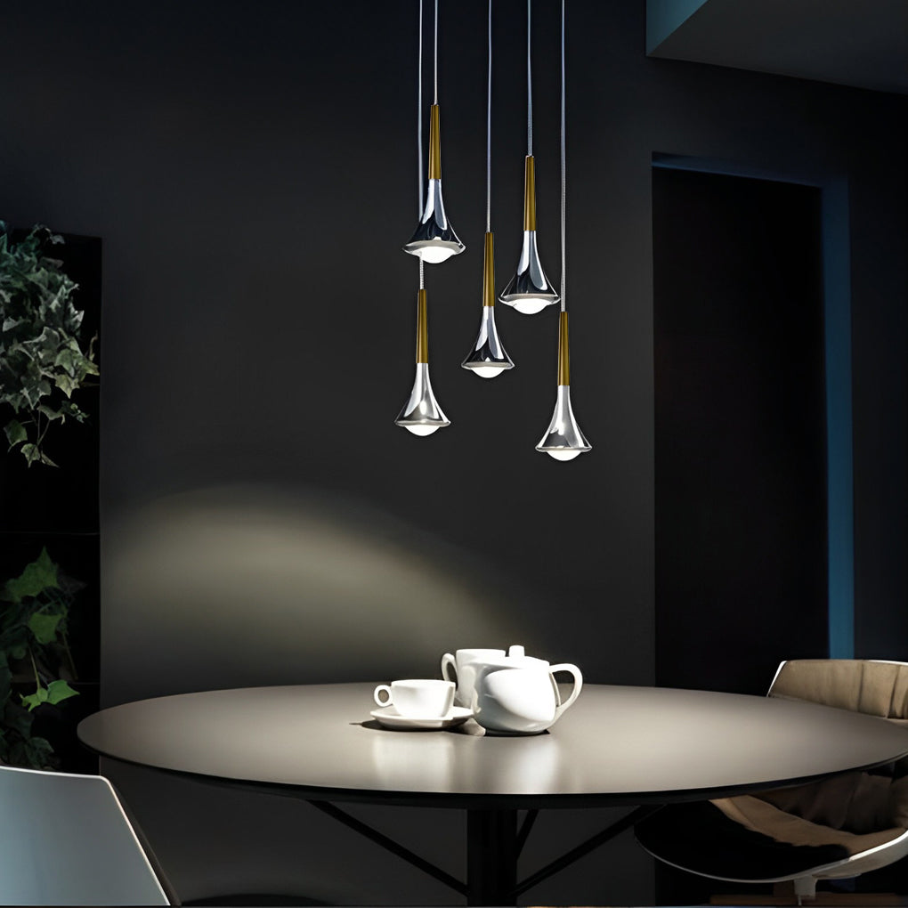 BowLift | LumiDrop Nordic Design Pendant Light | Drop Shape | Elegant LED Light for Dining Room & Living Room | In Black, Gold & Chrome