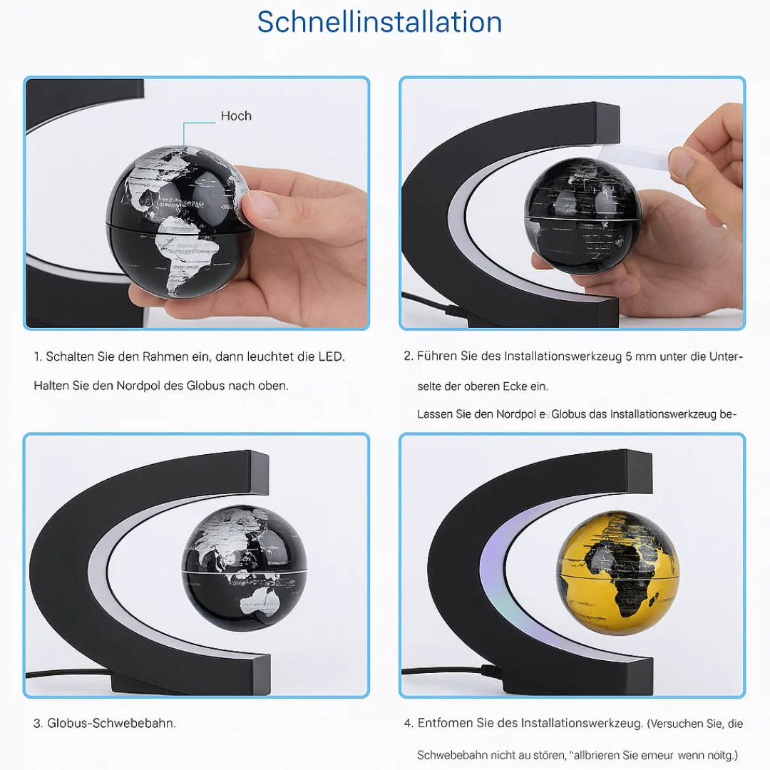 BowLift | AstroGlobe LED World Globe – Floating Globe Lamp with Magnetic Suspension