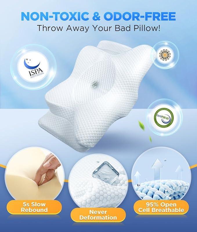 BowLift | Memory Foam Neck Pillow | Ergonomic Support for Neck Pain Relief at Home