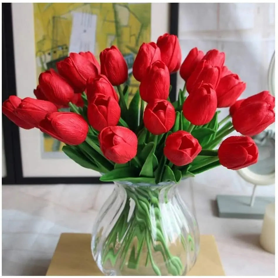 BowLift | 10-piece set artificial tulips made of latex – stylish and durable decorative flowers