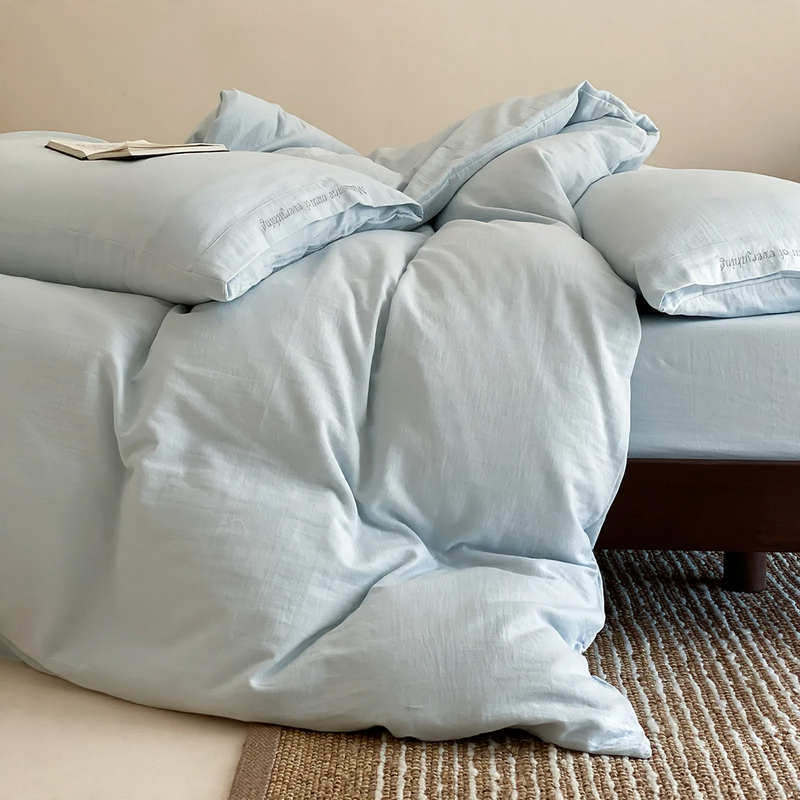 Double-layered cotton muslin bedding set