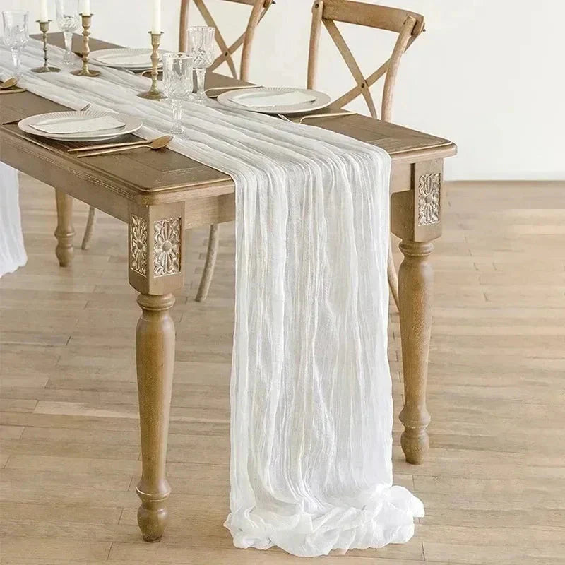 BowLift | 10 pieces voile cheese cloth table runner semi-transparent gauze dining table decoration for wedding party, wedding arch draping cloth