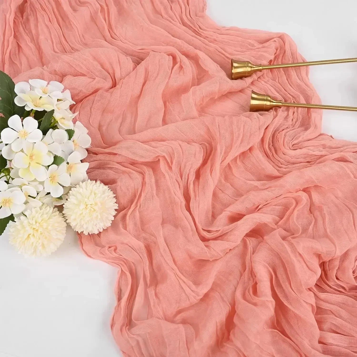 BowLift | 10 pieces voile cheese cloth table runner semi-transparent gauze dining table decoration for wedding party, wedding arch draping cloth