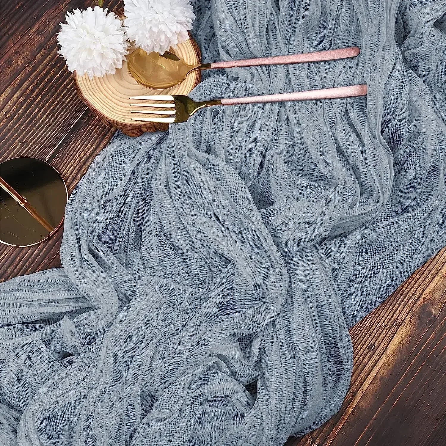 BowLift | 10 pieces voile cheese cloth table runner semi-transparent gauze dining table decoration for wedding party, wedding arch draping cloth