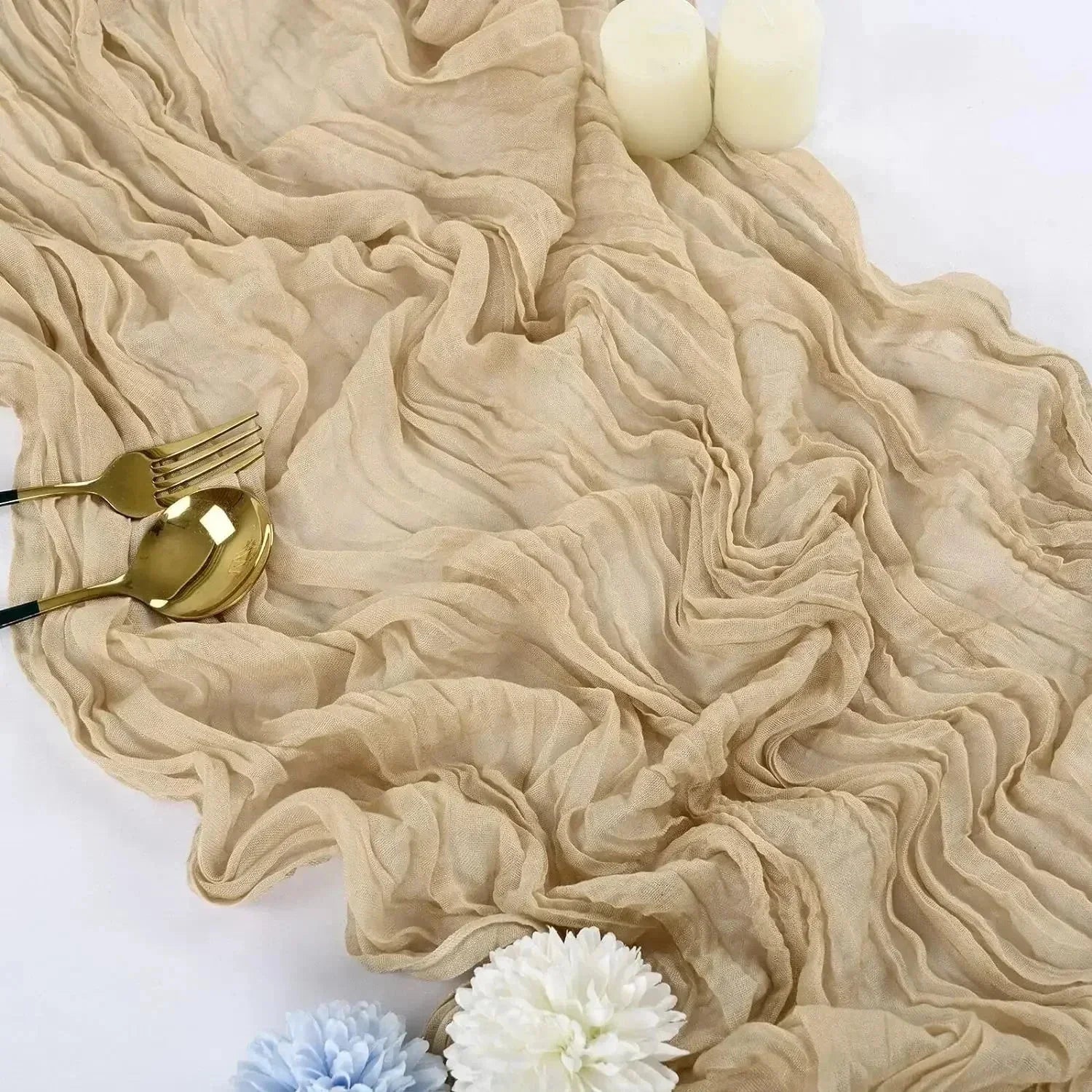 BowLift | 10 pieces voile cheese cloth table runner semi-transparent gauze dining table decoration for wedding party, wedding arch draping cloth