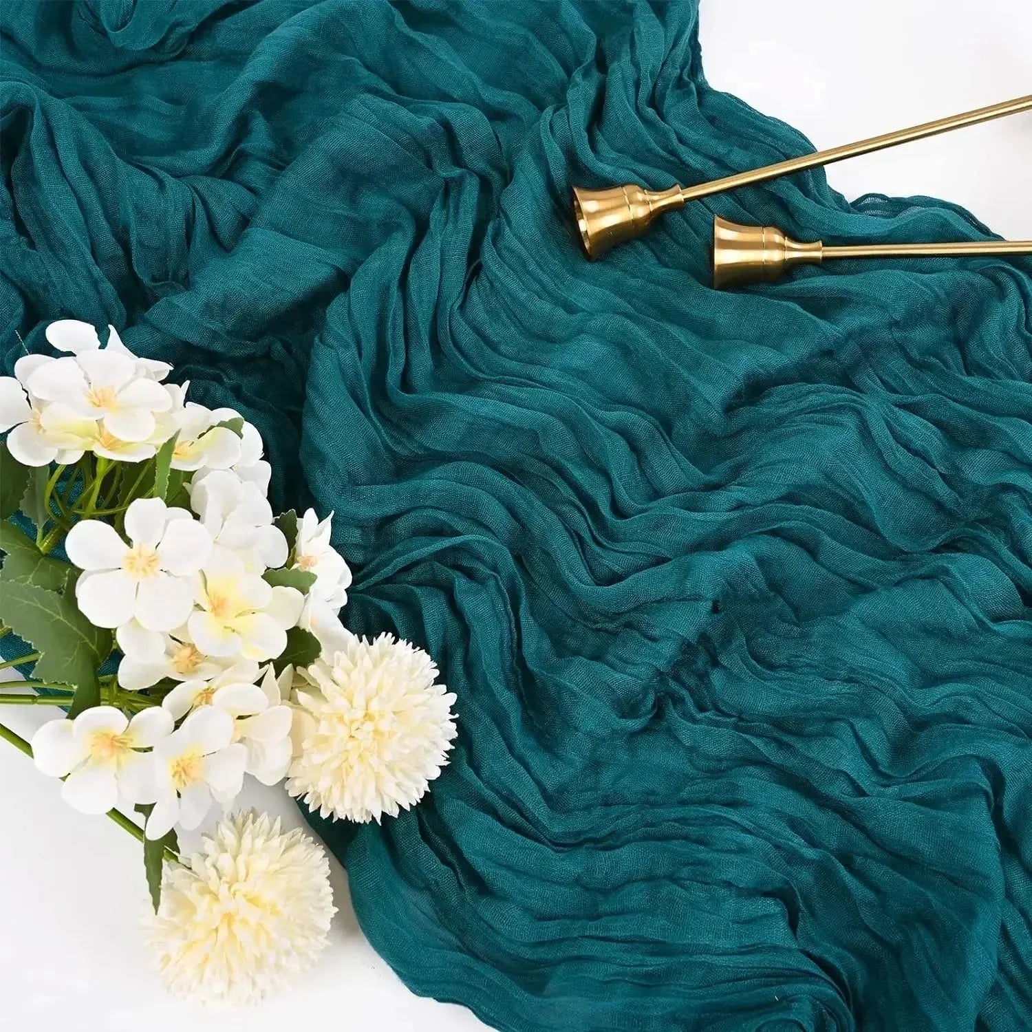 BowLift | 10 pieces voile cheese cloth table runner semi-transparent gauze dining table decoration for wedding party, wedding arch draping cloth