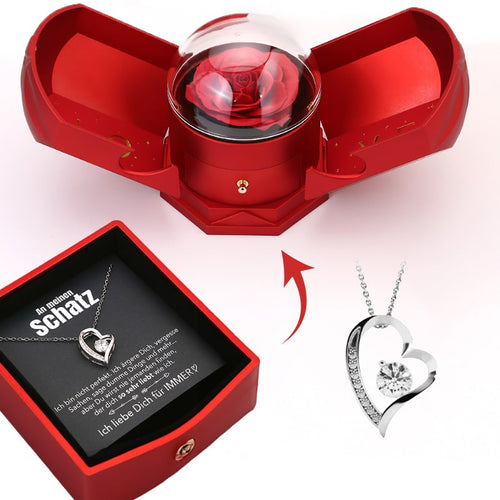 BowLift | EternalBloom | Romantic Rose Box with 14k White Gold Heart Necklace and Love Note