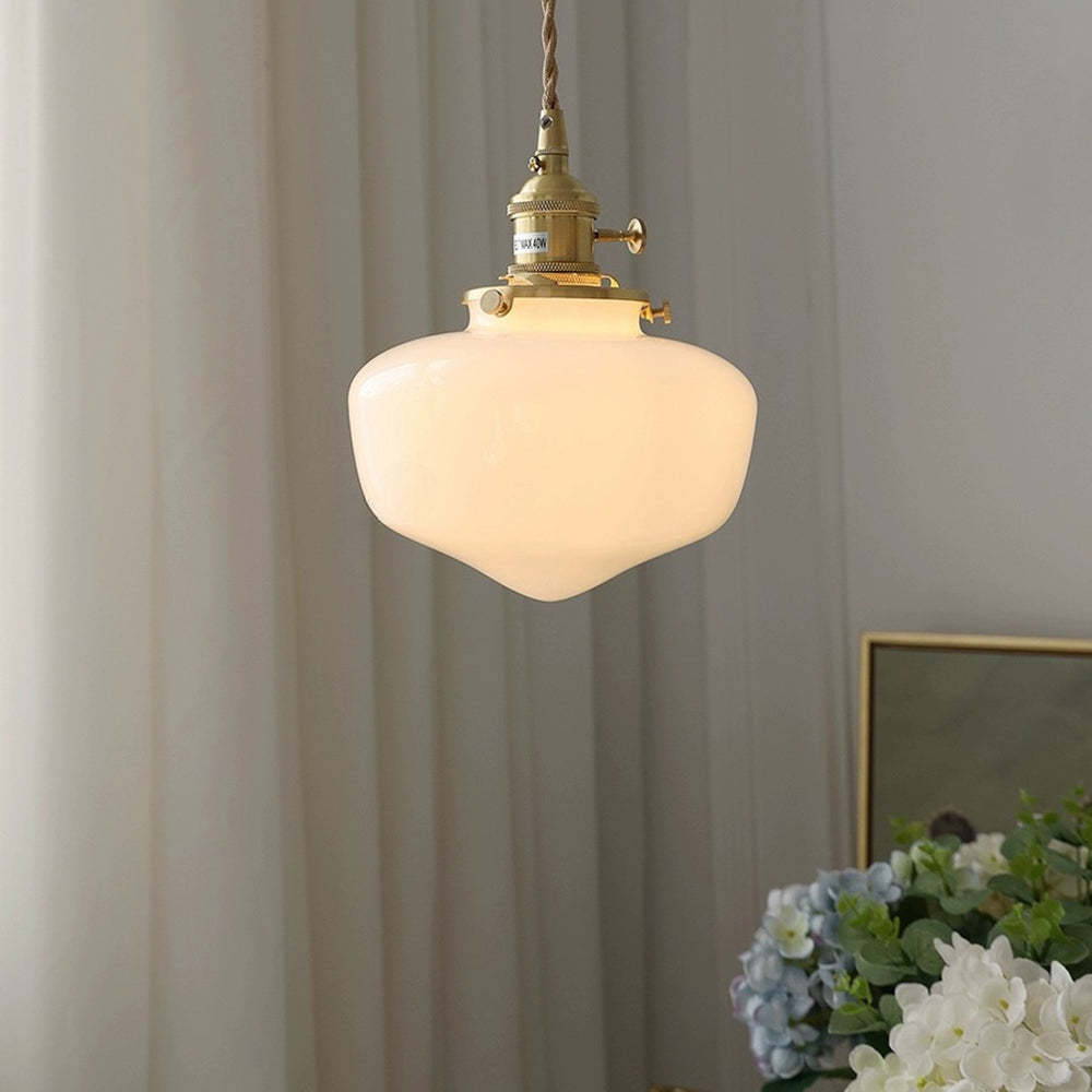 BowLift | Vintage Brass Lantern Glass Pendant Light