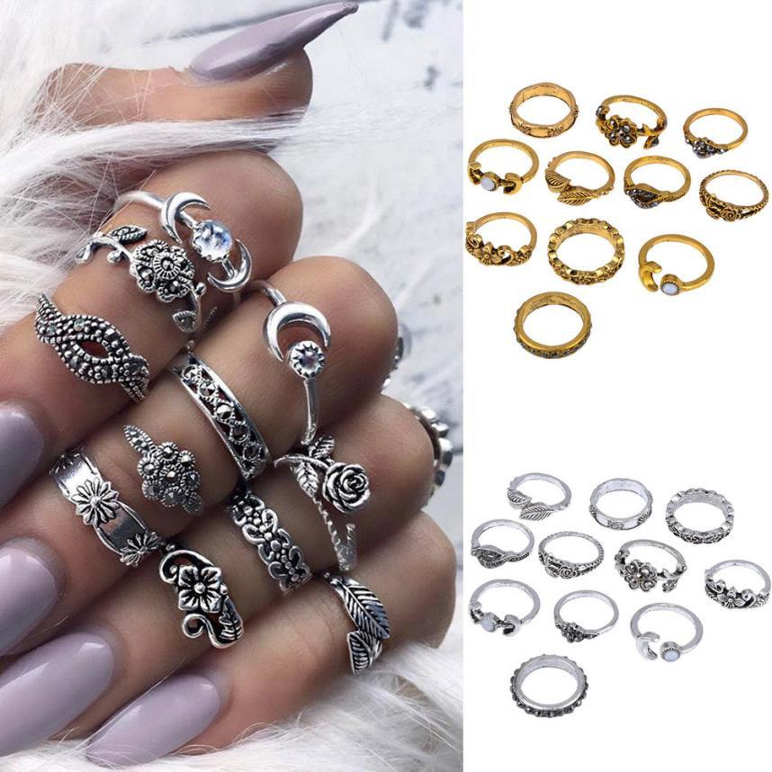 11 Piece Silver Stack Bohemian Above Knuckle Rings | Bowlift