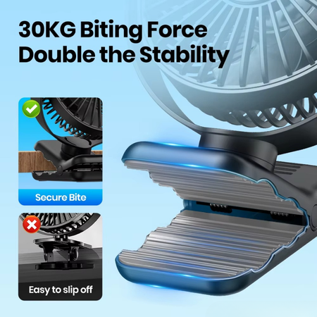 BowLift | USB Clip-On Desk Fan with Quiet Brushless Motor and Strong Clamp – Portable Mini Personal Cooling Fan