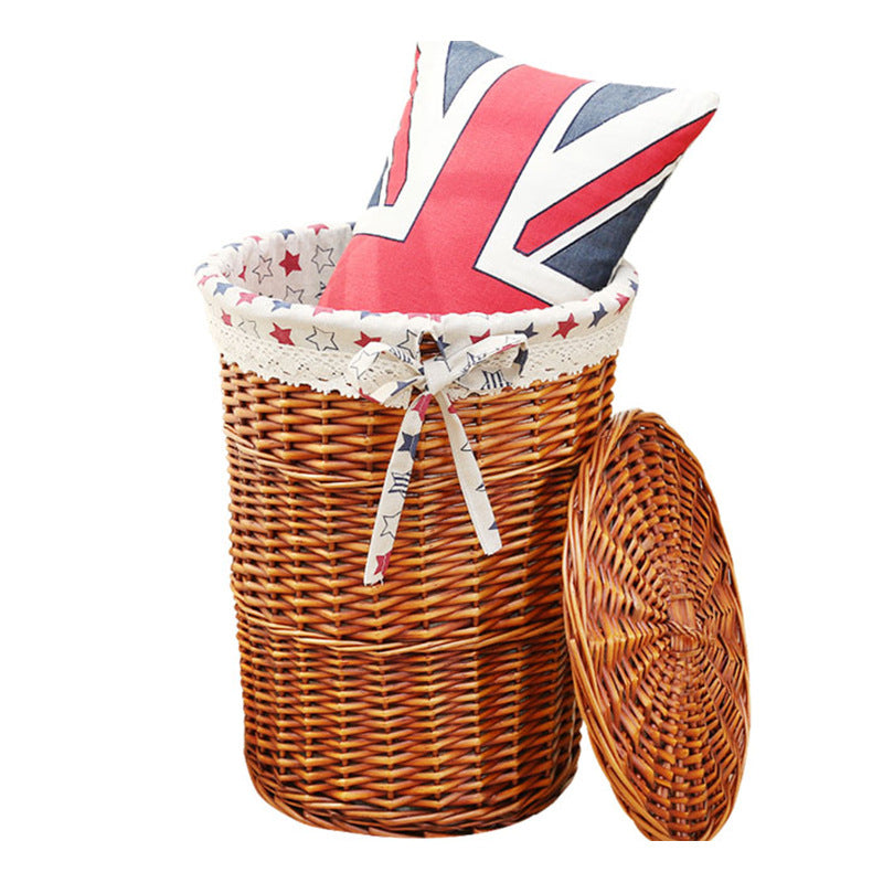 Women's laundry basket with decorative fabric lining and practical carrying handle Bowlift