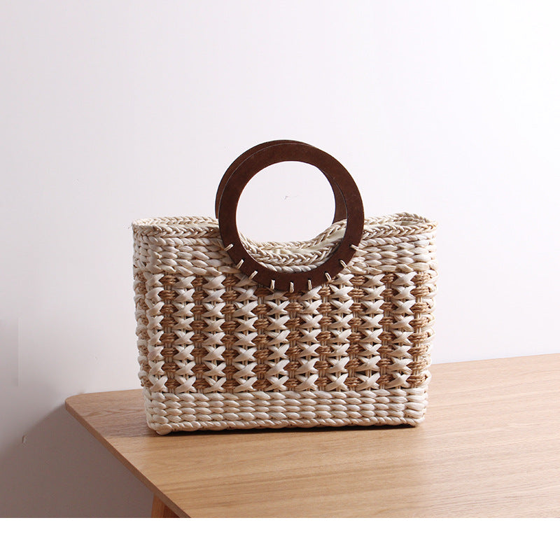 Handbag with Round Wooden Handle Bowlift