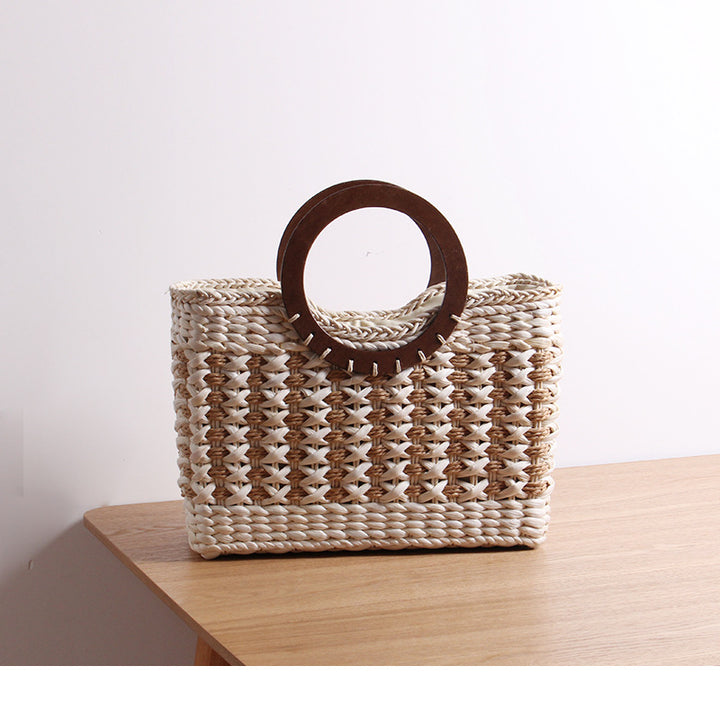 Handbag with Round Wooden Handle Bowlift